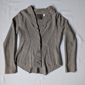 Anthropologie Wool Jacket Blazer Leaves Applique Guinevere Gray M